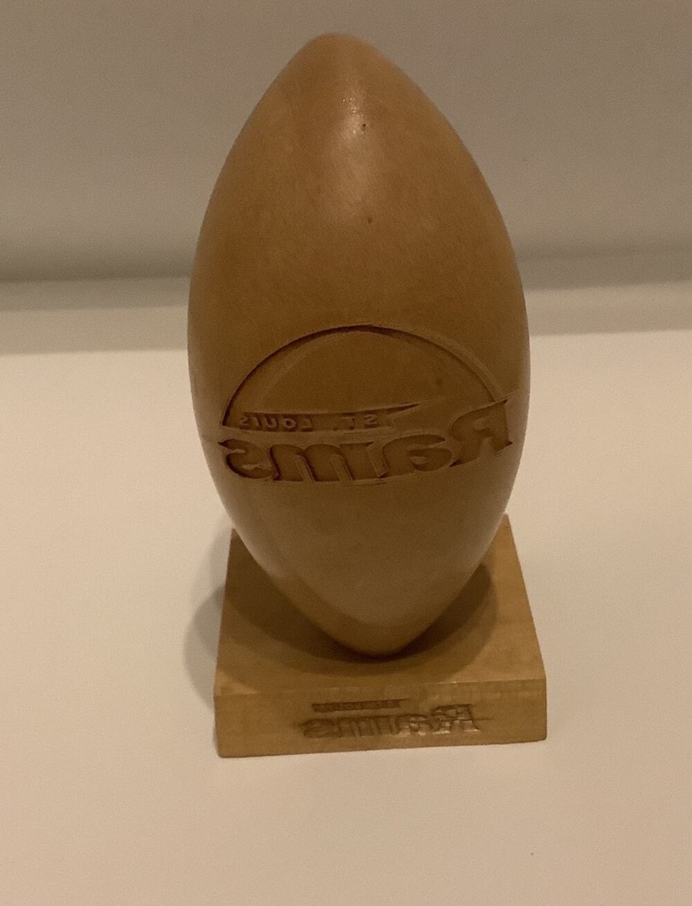 St Louis Rams Wooden Football Statue Laser Engraved Grid Works USA Paperweight